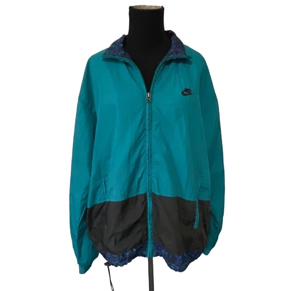 Vintage 90s Nike Color Block WindbreakerJacket Womens Full Zip Large 12 - 14